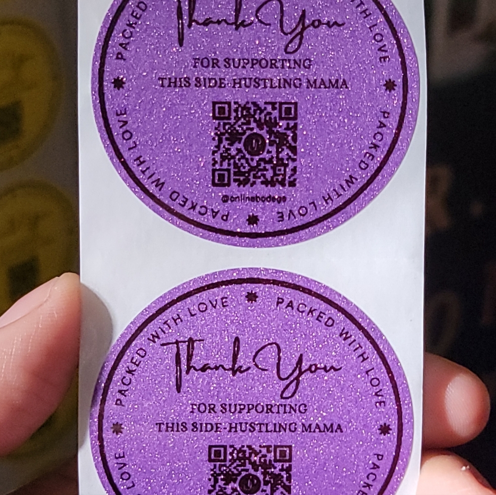 100 Ct 2in Glitter Purple Poshmark QR Sticker Customized To Your Closet - Picture 2 of 6